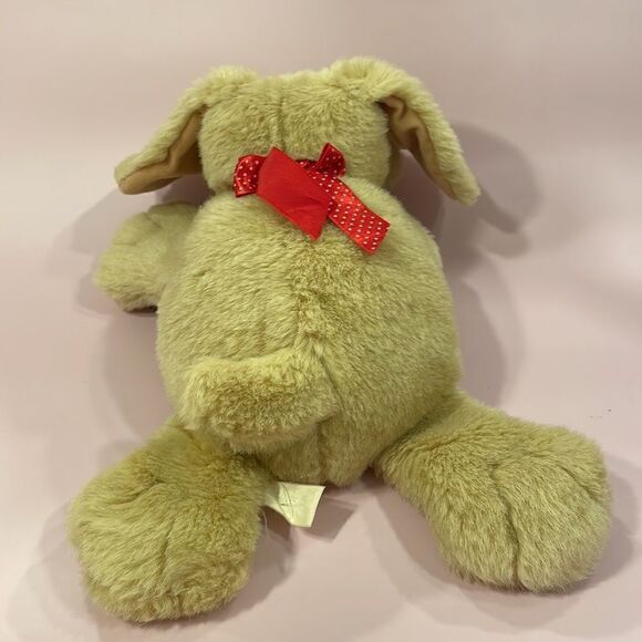 Ganz Floppy Golden Puppy Dog with Red Polka Dot Bow Ribbon Good Used Condition - Picture 5 of 9